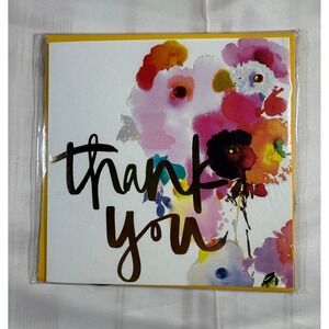 Papyrus Watercolor Floral Thank You Card Gems Gold Foil Helen Dealtry 07071564